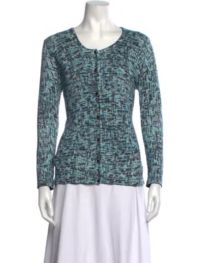 Pre-owned Escada Patterned Crew Neck Sweater In Blue