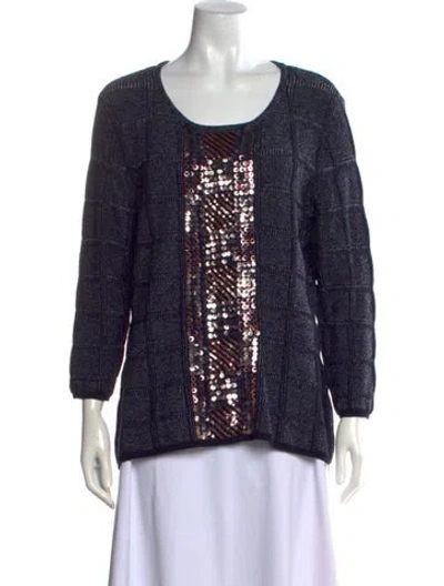 Pre-owned Escada Patterned Crew Neck Sweater W/ Tags In Blue