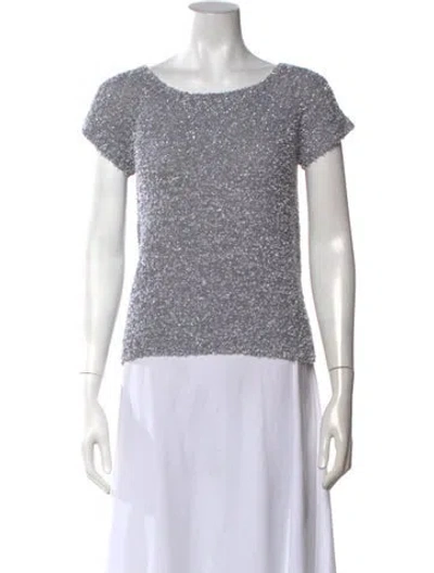 Pre-owned Escada Patterned Crew Neck Sweater W/ Tags In Grey/metallic