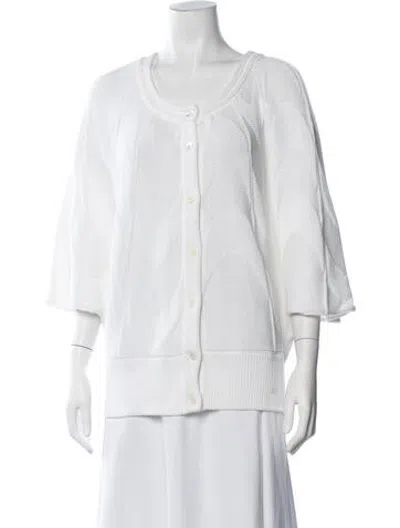 Pre-owned Escada Patterned Crew Neck Sweater In White