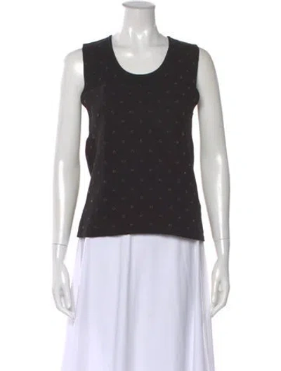 Pre-owned Escada Patterned Crew Neck Top In Black