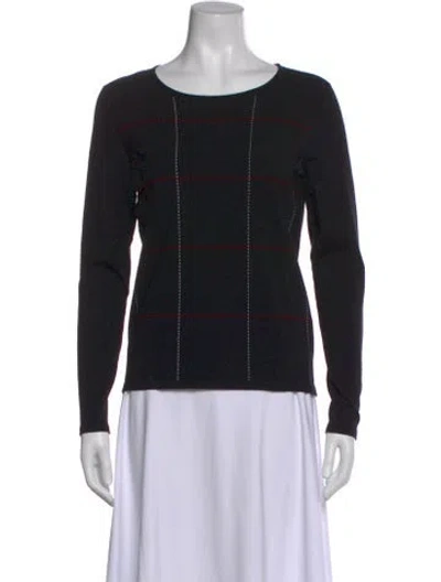 Pre-owned Escada Patterned Crew Neck Top In Black