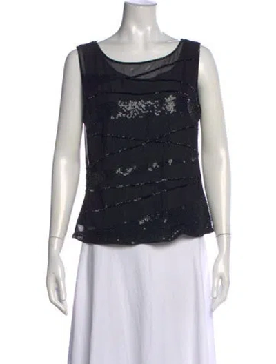 Pre-owned Escada Patterned Crew Neck Top In Blue