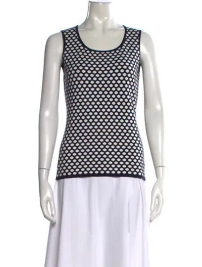 Pre-owned Escada Patterned Crew Neck Top In Blue