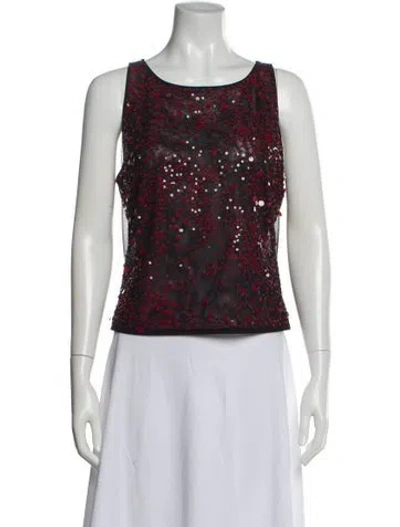 Pre-owned Escada Patterned Crew Neck Top In Gray