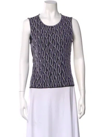 Pre-owned Escada Patterned Crew Neck Top In Multi