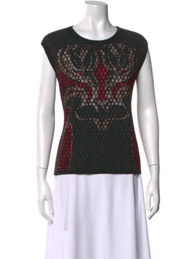 Pre-owned Escada Patterned Crew Neck Top In Multi