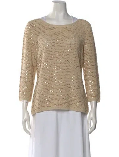 Pre-owned Escada Patterned Crew Neck Top In Neutral