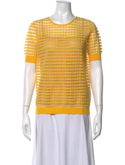 Pre-owned Escada Patterned Crew Neck Top In Yellow