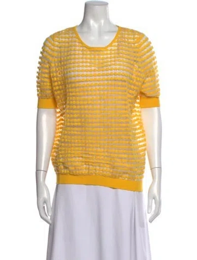 Pre-owned Escada Patterned Crew Neck Top In Yellow