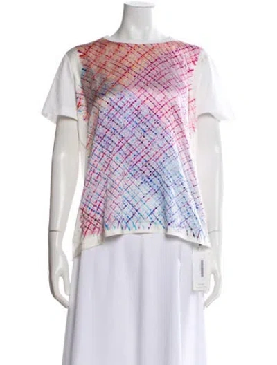 Pre-owned Escada Patterned Crew Neck T-shirt In White