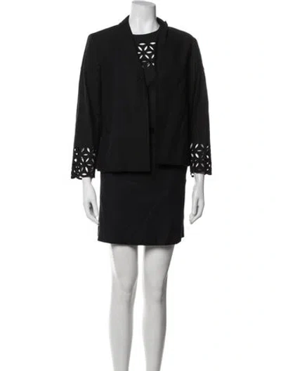 Pre-owned Escada Patterned Cutout Accent Dress Set In Blue