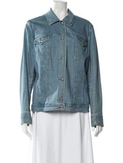 Pre-owned Escada Patterned Denim Jacket In Blue