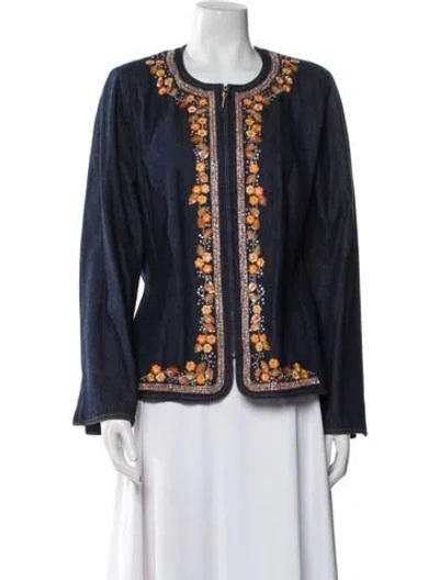 Pre-owned Escada Patterned Jacket In Blue