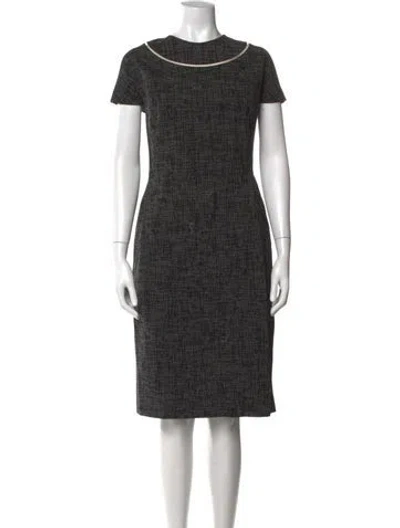 Pre-owned Escada Patterned Knee-length Dress In Black