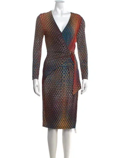 Pre-owned Escada Patterned Knee-length Dress In Red