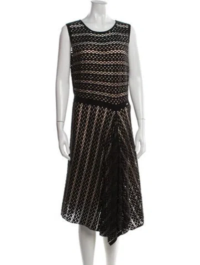 Pre-owned Escada Patterned Midi Length Dress In Black