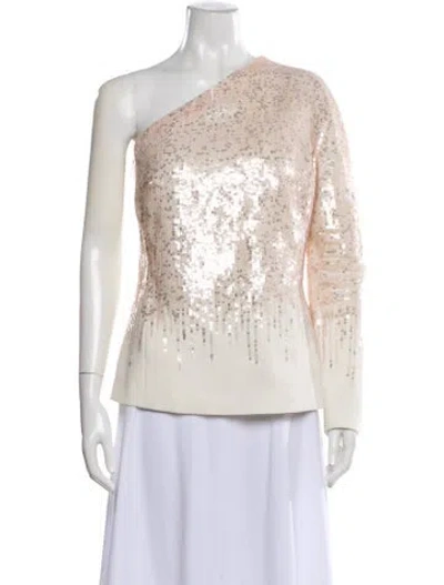 Pre-owned Escada Patterned One-shoulder Blouse In Neutral