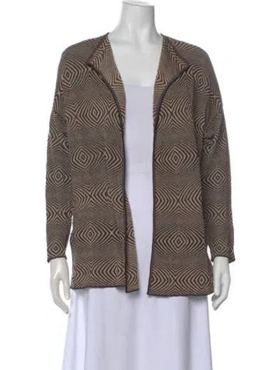 Pre-owned Escada Patterned Open Front Sweater In Neutral