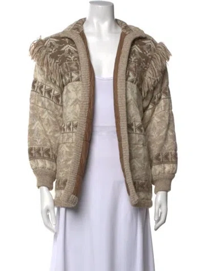 Pre-owned Escada Patterned Open Front Sweater In Neutrals