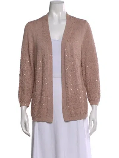 Pre-owned Escada Patterned Open Front Sweater In Pink