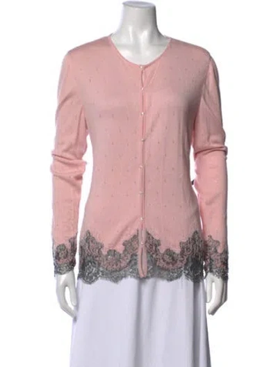 Pre-owned Escada Patterned Open Front Sweater In Pink
