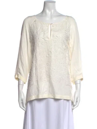 Pre-owned Escada Patterned Scoop Neck Blouse In Neutral