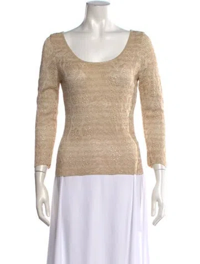 Pre-owned Escada Patterned Scoop Neck Sweater In Brown