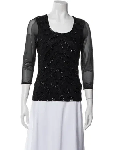 Pre-owned Escada Patterned Scoop Neck Top In Multi