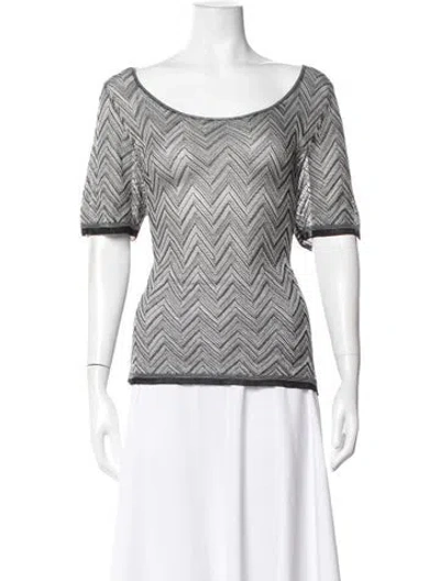 Pre-owned Escada Patterned Scoop Neck Top In Neutrals