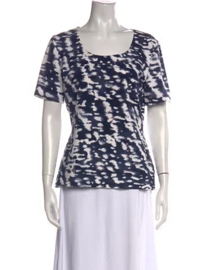 Pre-owned Escada Patterned Scoop Neck T-shirt In White