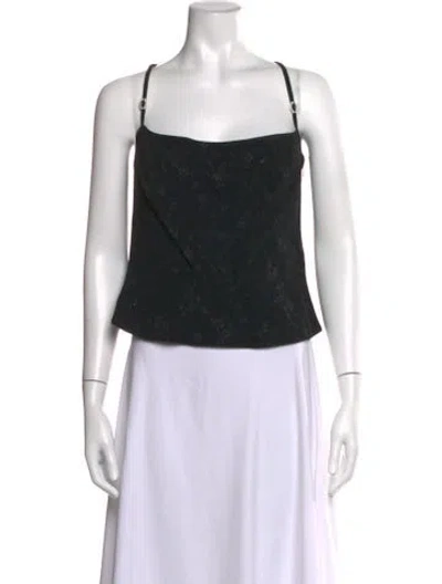Pre-owned Escada Patterned Square Neckline Top In Black