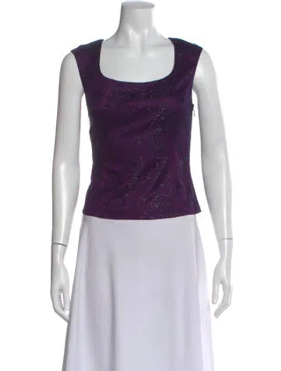 Pre-owned Escada Patterned Square Neckline Top In Purple