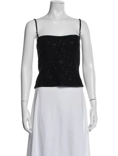 Pre-owned Escada Patterned Square Neckline Top In White