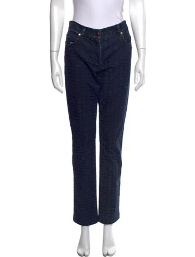 Pre-owned Escada Patterned Straight Leg Pants In Blue