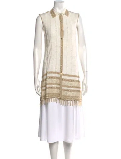 Pre-owned Escada Patterned Sweater In White