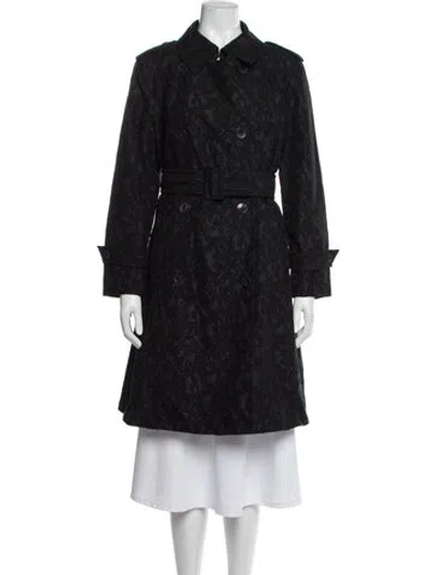 Pre-owned Escada Patterned Trench Coat In Black