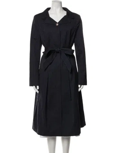 Pre-owned Escada Patterned Trench Coat In Blue