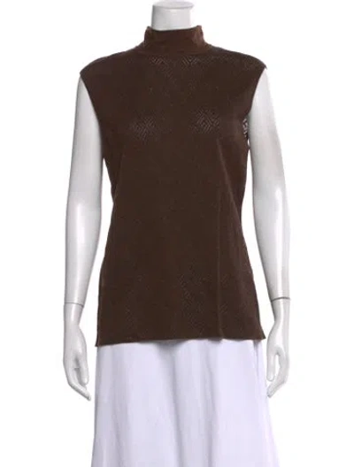 Pre-owned Escada Patterned Turtleneck Sweater In Brown