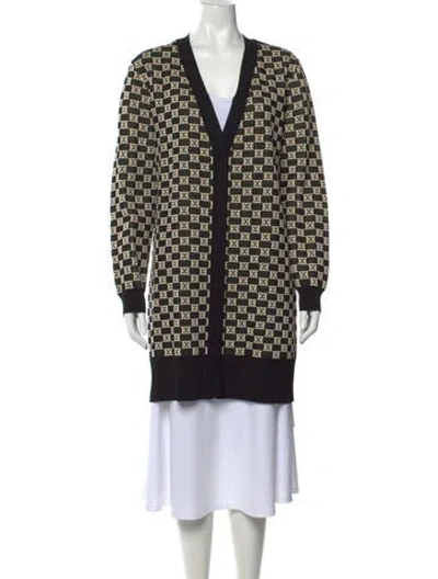 Pre-owned Escada Patterned V-neck Sweater In Neutrals