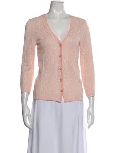 Pre-owned Escada Patterned V-neck Top In Pink