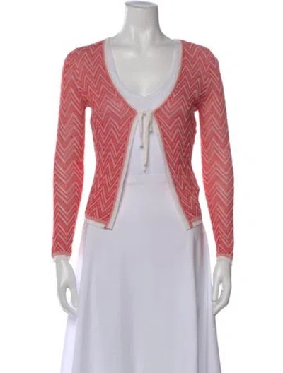 Pre-owned Escada Patterned V-neck Top In Pink