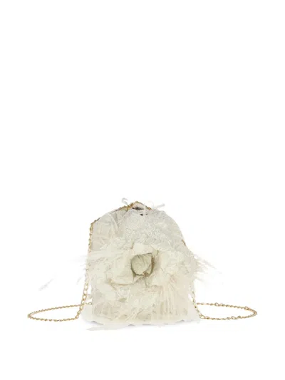 Escada Kids' Pearl Embellished Flower Bag In White