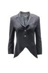 Escada Peplum-hem Blazer Jacket In Black Wool Blend In Black
