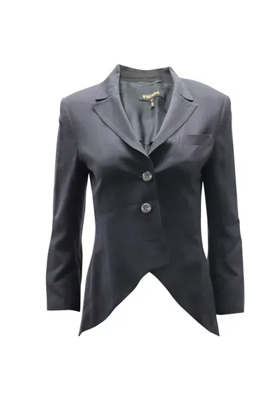 Escada Peplum-hem Blazer Jacket In Black Wool Blend