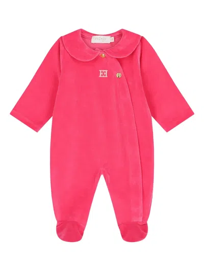 Escada Babies' Peter-pan Collar Logo Pajama In Pink