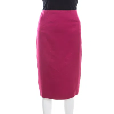 Escada Pink Silk Satin Slit Detail Pencil Skirt