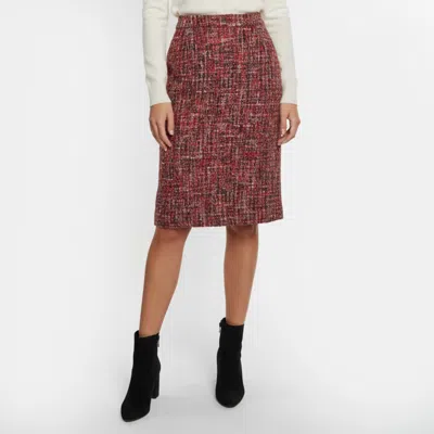 Pre-owned Escada Pink Tweed Zip Up Pencil Skirt L