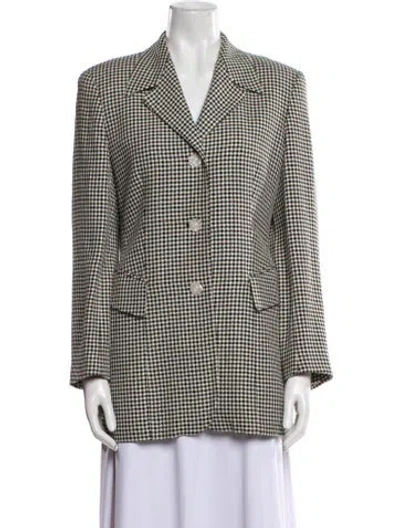 Pre-owned Escada Plaid Print Blazer In Black