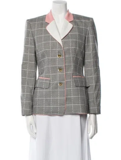 Pre-owned Escada Plaid Print Blazer In Blue